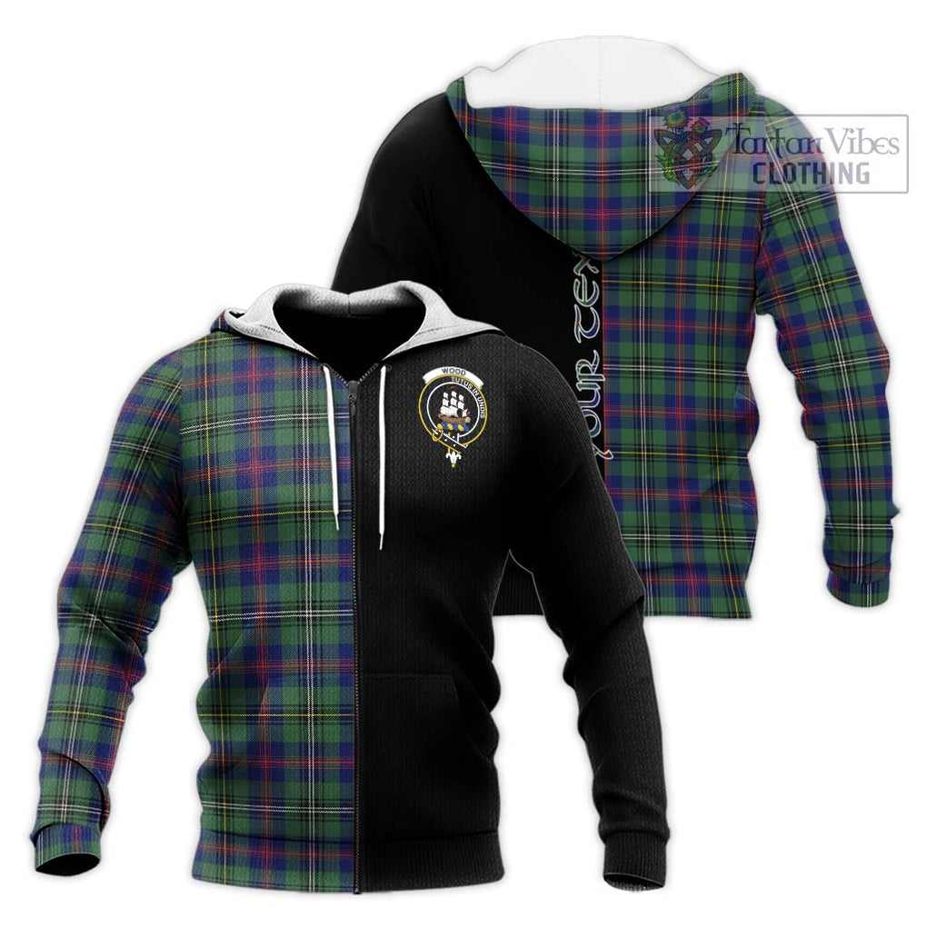 Wood Modern Tartan Knitted Hoodie with Family Crest and Half Of Me Style Unisex Knitted Zip Hoodie - Tartanvibesclothing Shop