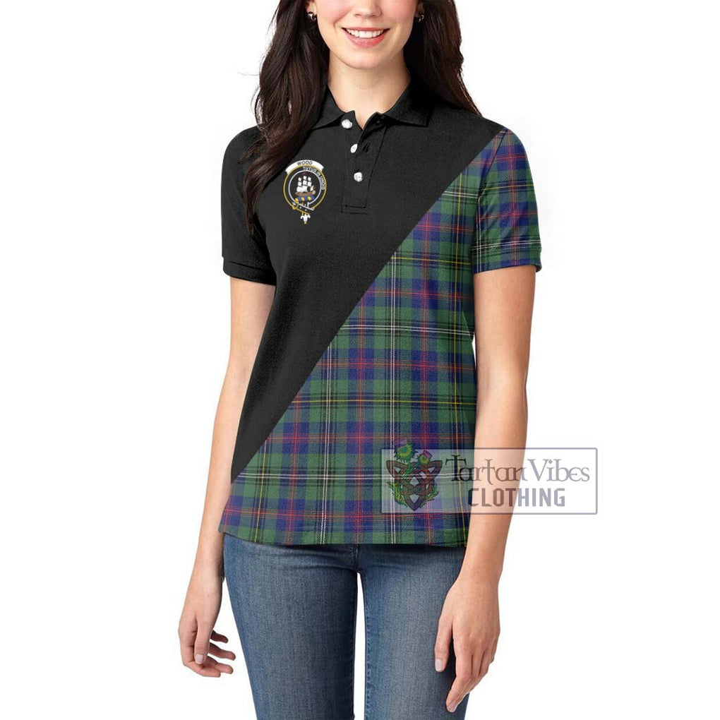 Wood Modern Tartan Women's Polo Shirt with Family Crest and Military Logo Style - Tartanvibesclothing Shop