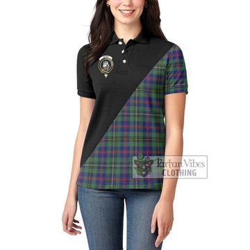 Wood Modern Tartan Women's Polo Shirt with Family Crest and Military Logo Style