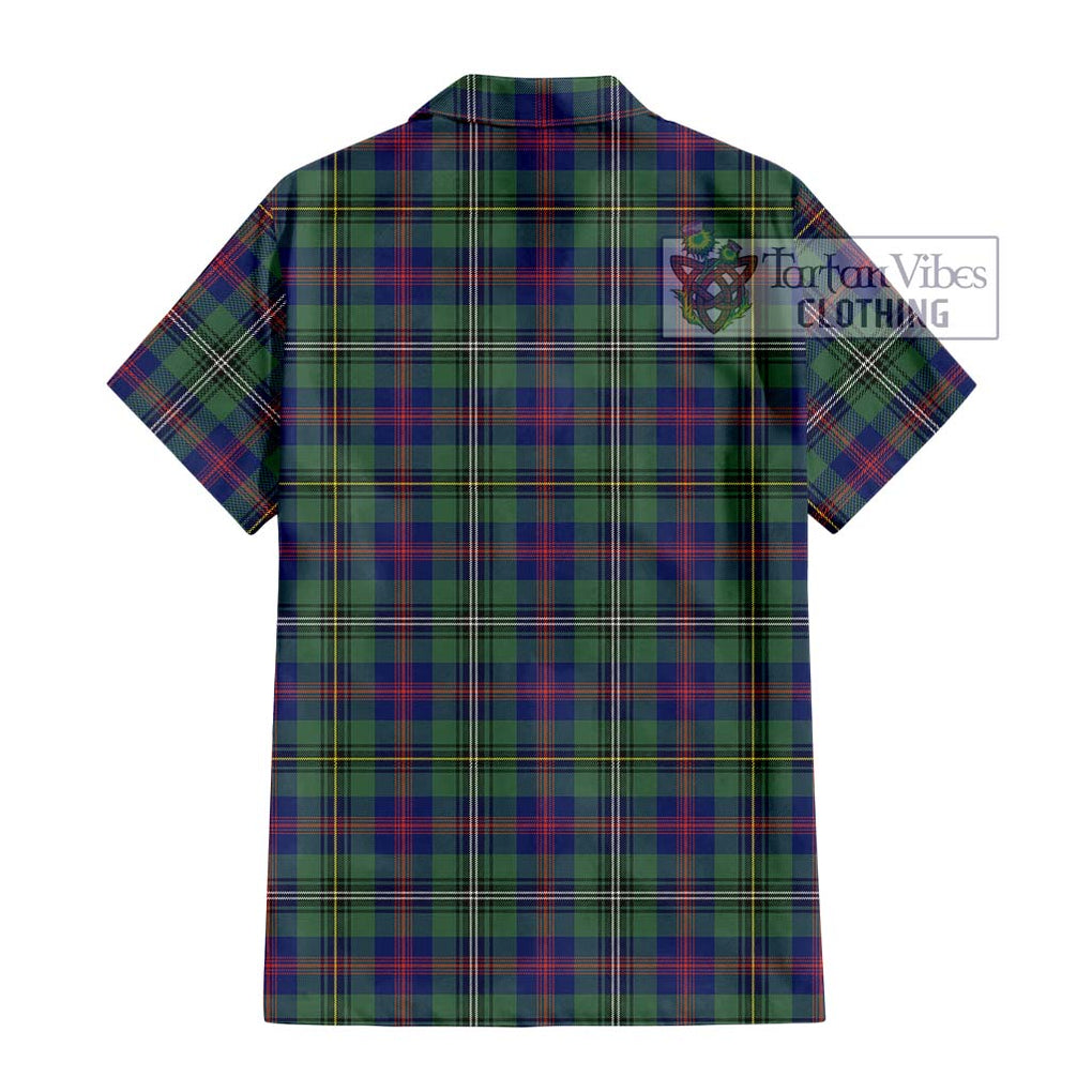 Wood Modern Tartan Short Sleeve Button Shirt with Family Crest DNA In Me Style - Tartanvibesclothing Shop