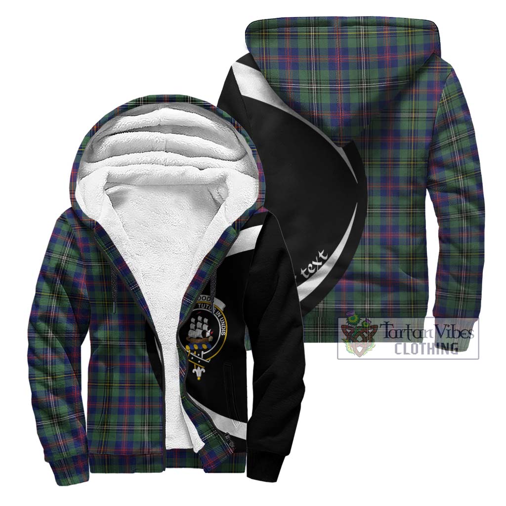 Wood Modern Tartan Sherpa Hoodie with Family Crest Circle Style Unisex - Tartan Vibes Clothing