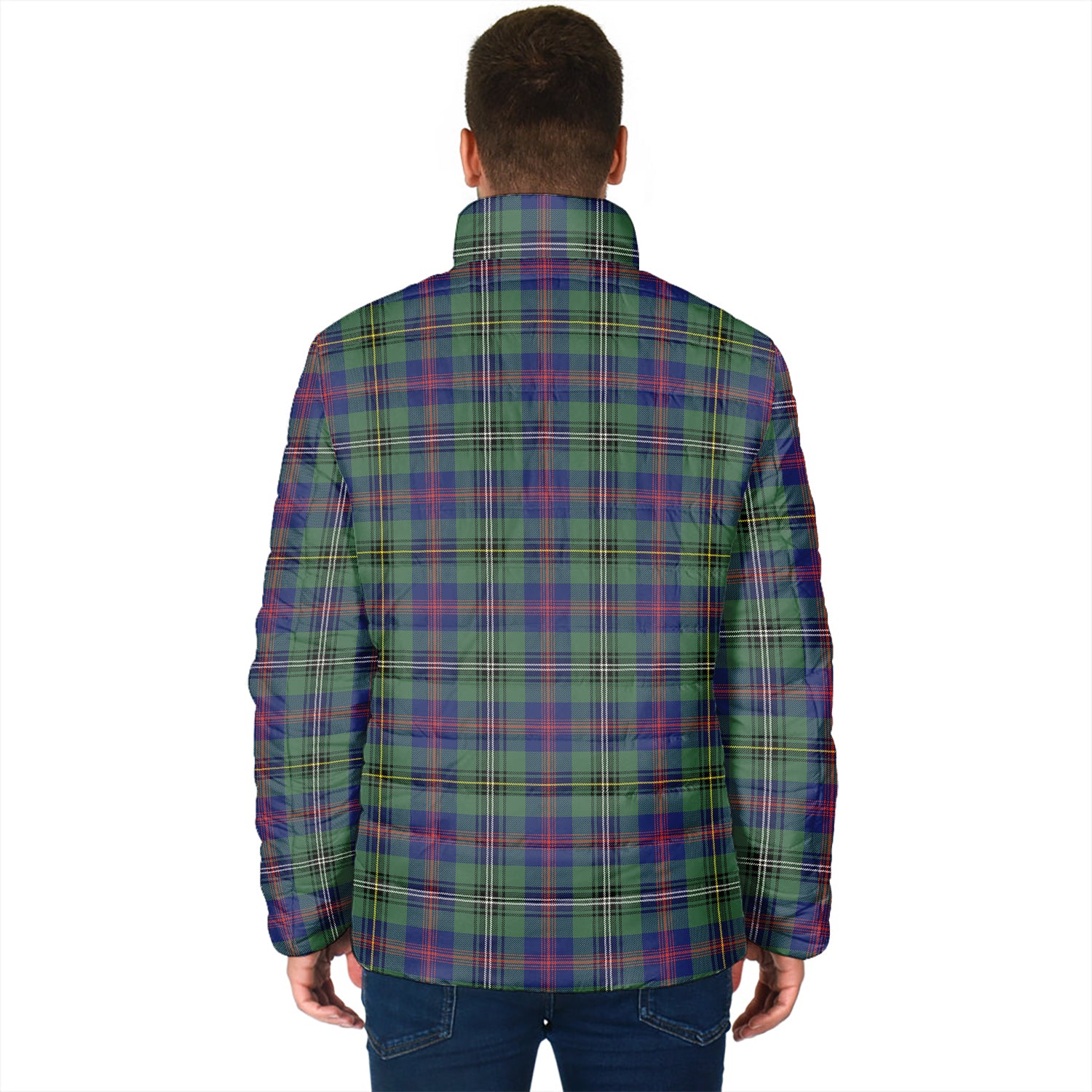 Wood Modern Tartan Padded Jacket with Family Crest - Tartan Vibes Clothing