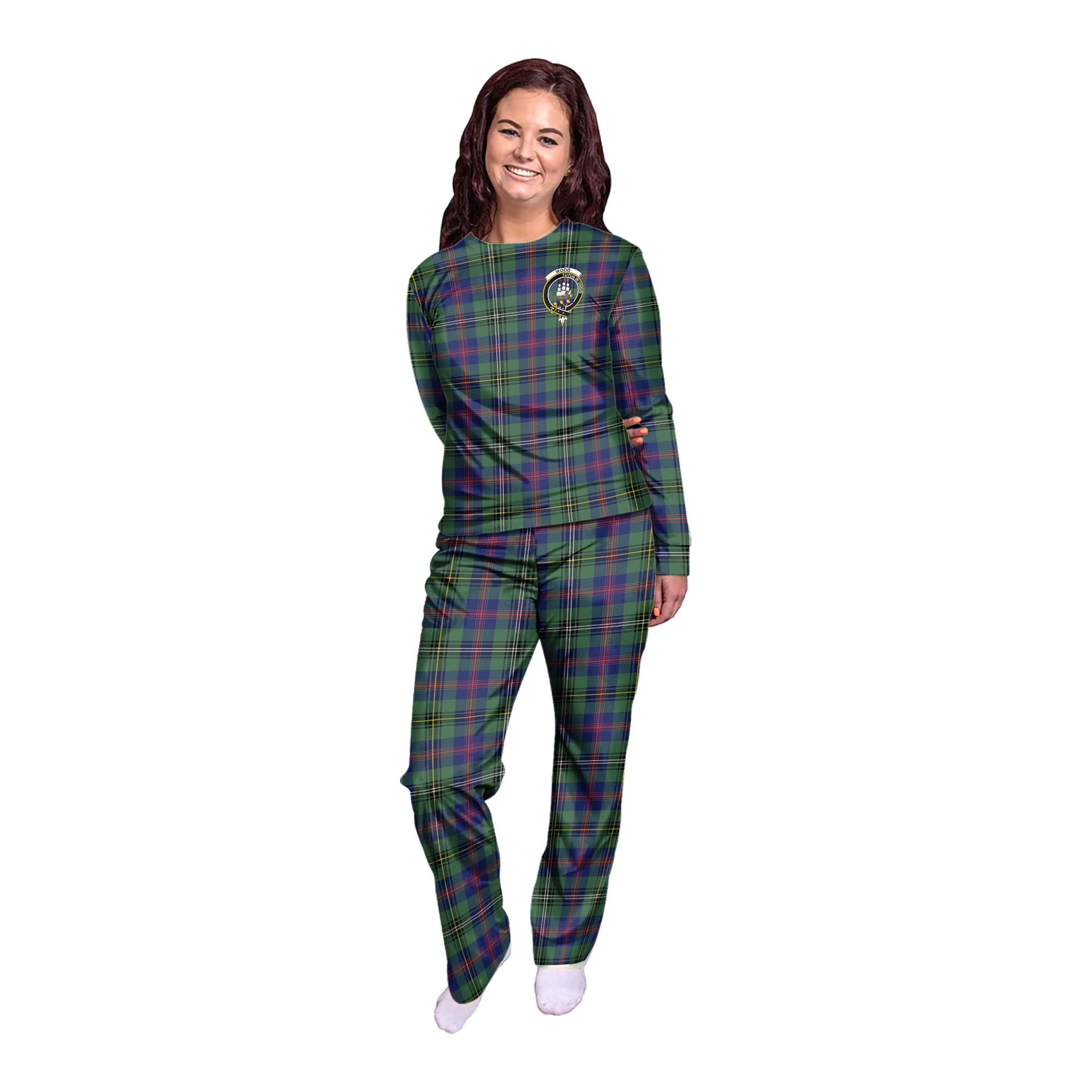 Wood Modern Tartan Pajamas Family Set with Family Crest - Tartanvibesclothing