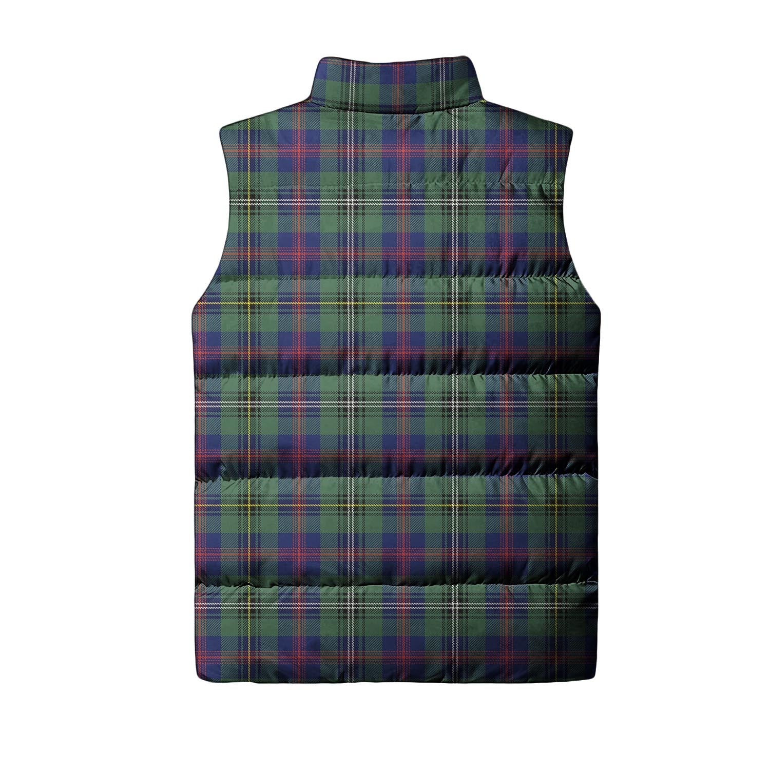 Wood Modern Tartan Sleeveless Puffer Jacket with Family Crest - Tartanvibesclothing