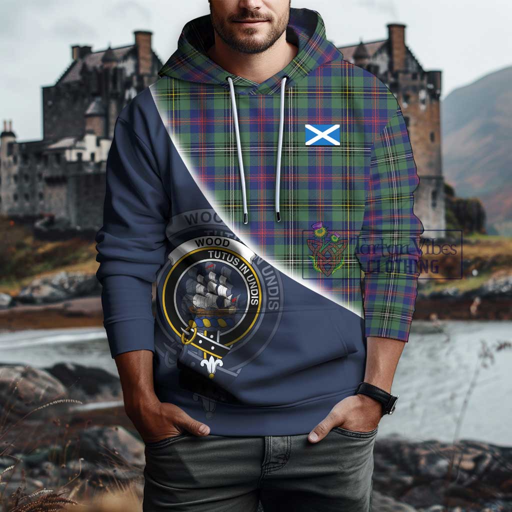 Tartan Vibes Clothing Wood Modern Tartan Hoodie with Personalised National Flag and Family Crest Half Style