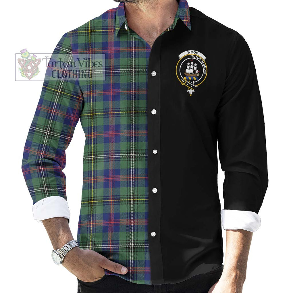 Wood Modern Tartan Long Sleeve Button Shirt with Family Crest and Half Of Me Style - Tartanvibesclothing Shop