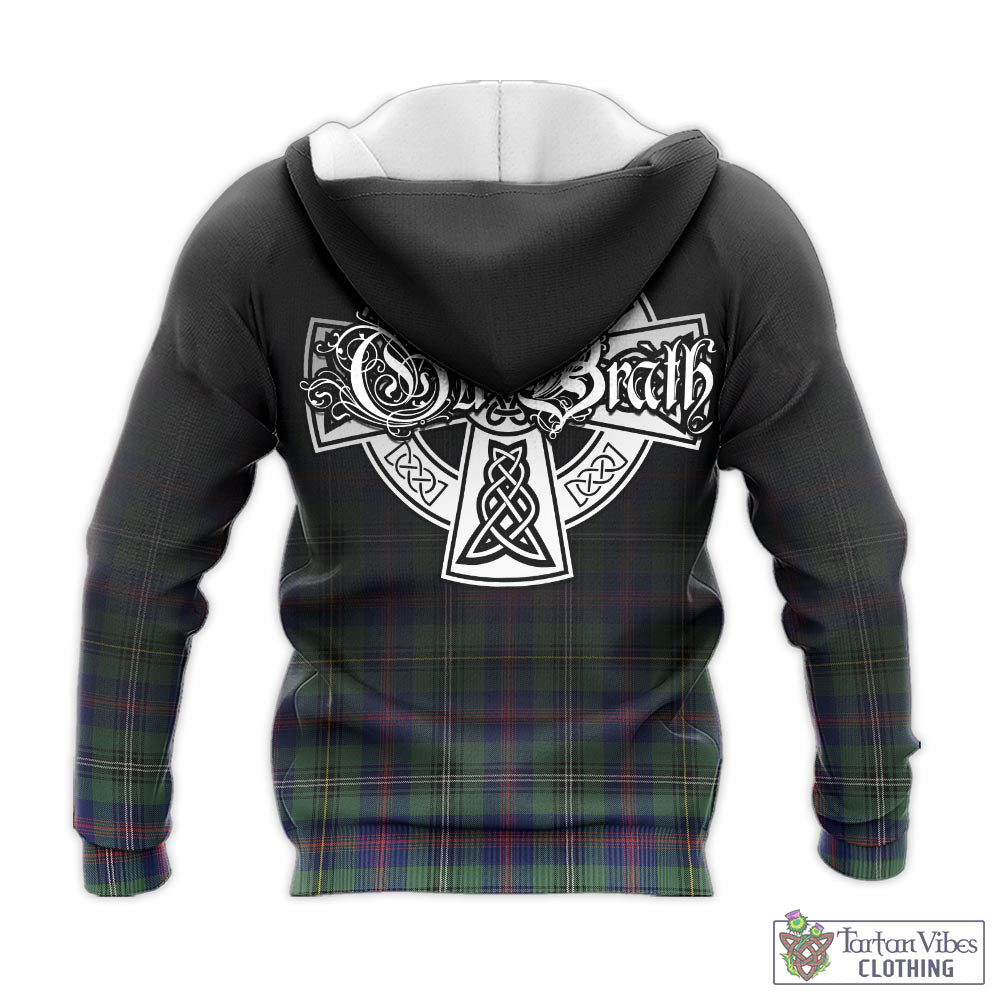 Tartan Vibes Clothing Wood Modern Tartan Knitted Hoodie Featuring Alba Gu Brath Family Crest Celtic Inspired