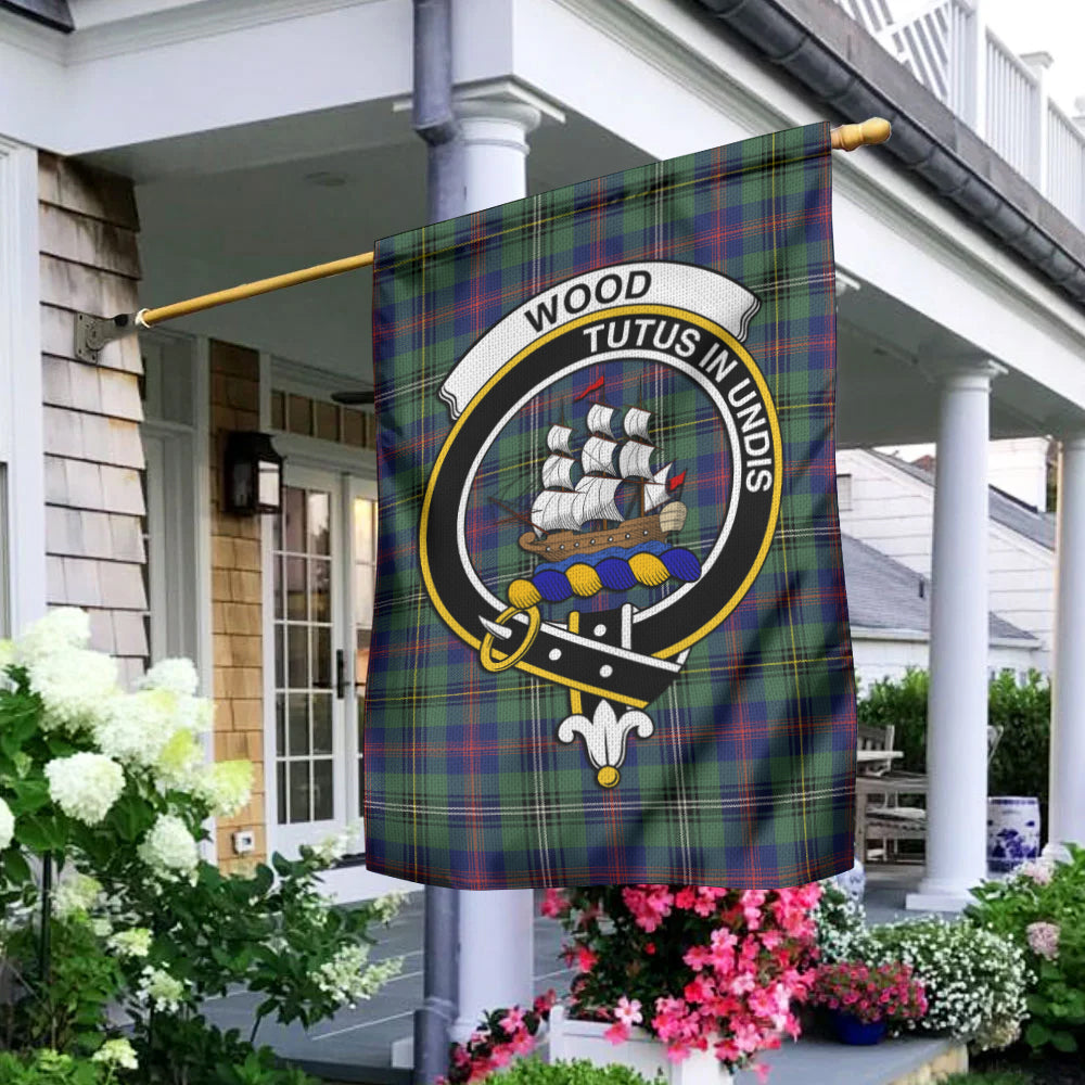 Wood Modern Tartan Flag with Family Crest - Tartan Vibes Clothing