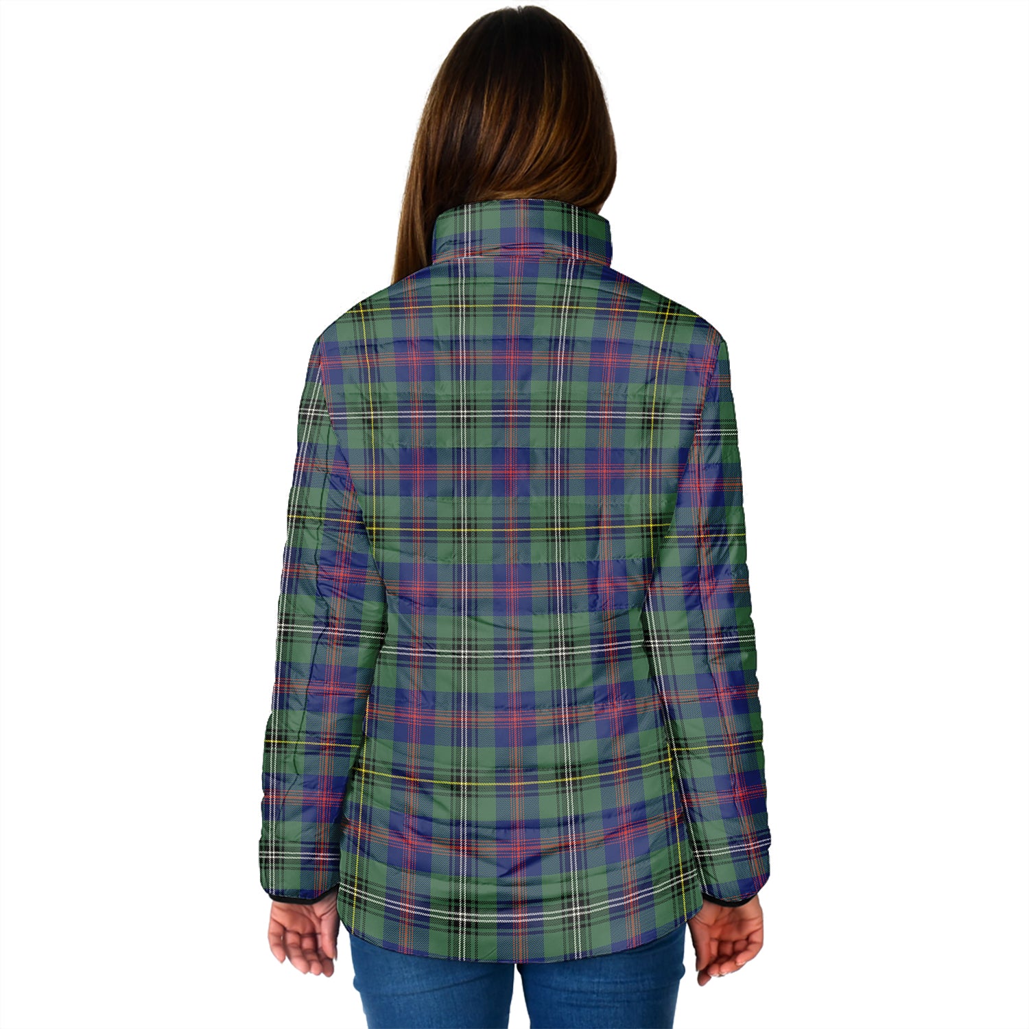 Wood Modern Tartan Padded Jacket with Family Crest - Tartan Vibes Clothing