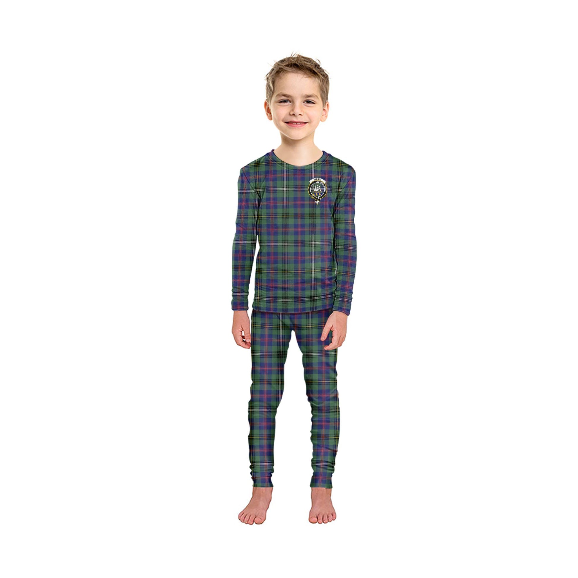 Wood Modern Tartan Pajamas Family Set with Family Crest - Tartanvibesclothing