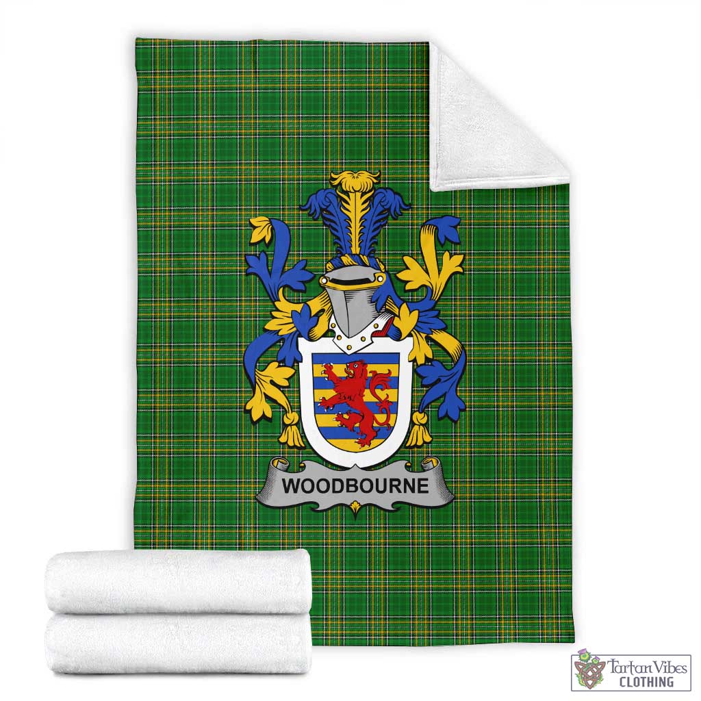 Tartan Vibes Clothing Woodbourne Irish Clan Tartan Blanket with Coat of Arms