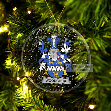 Woodcock Irish Clan Christmas Glass Ornament with Coat of Arms