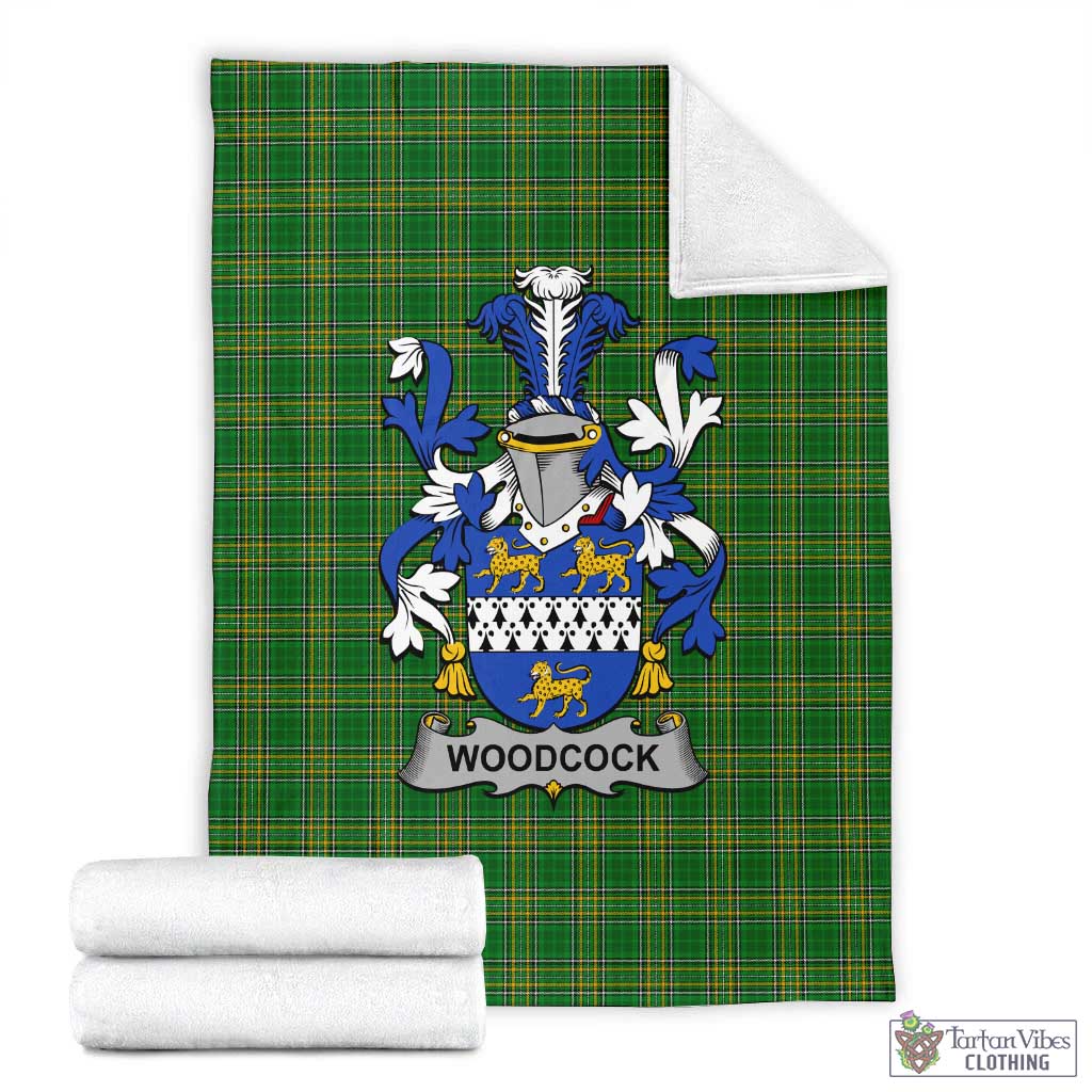 Tartan Vibes Clothing Woodcock Irish Clan Tartan Blanket with Coat of Arms