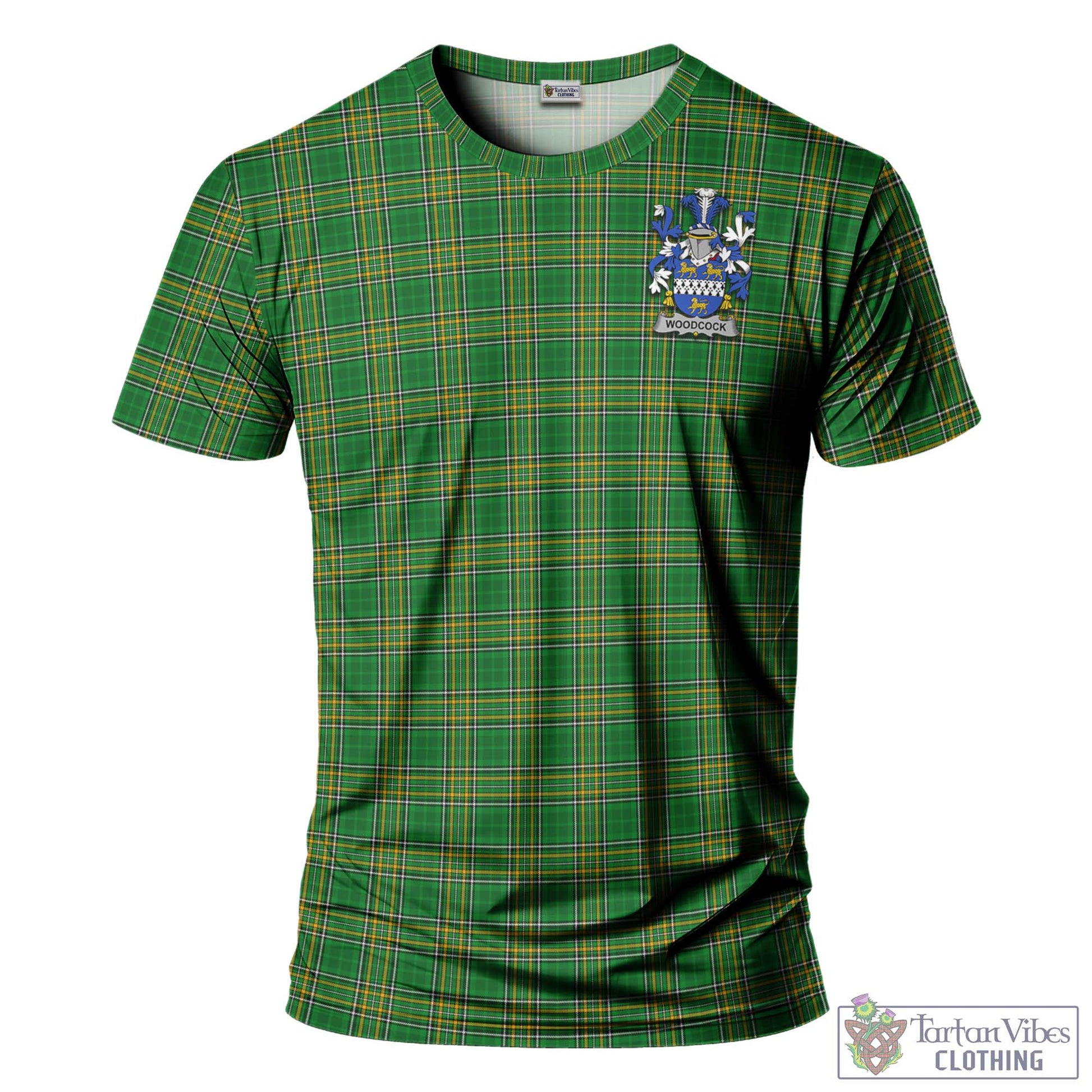Tartan Vibes Clothing Woodcock Ireland Clan Tartan T-Shirt with Family Seal