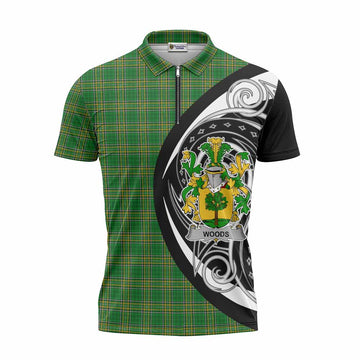 Woods Irish Clan Zipper Polo Shirt Celtic Circle Style Unisex - Tartan Vibes Clothing