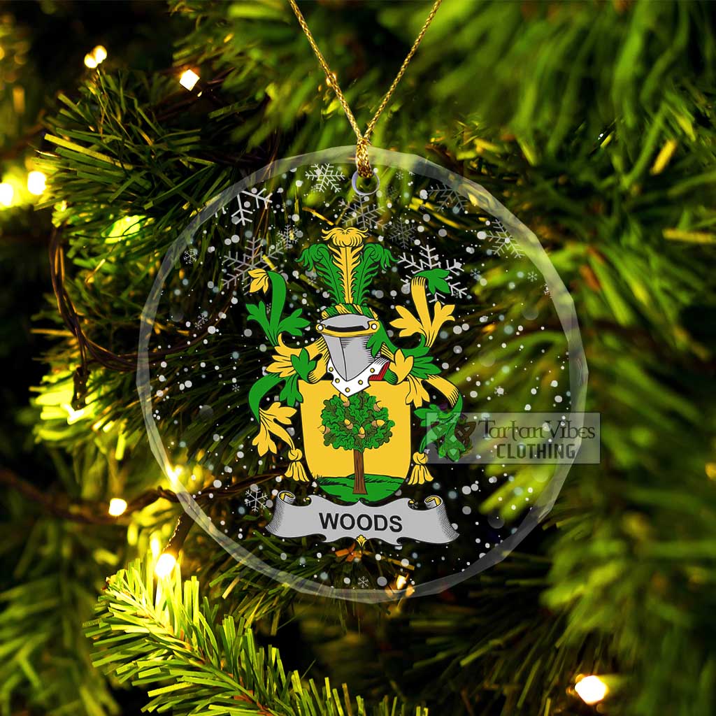 Tartan Vibes Clothing Woods Irish Clan Christmas Glass Ornament with Coat of Arms