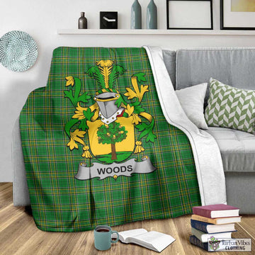 Woods Irish Clan Tartan Blanket with Coat of Arms