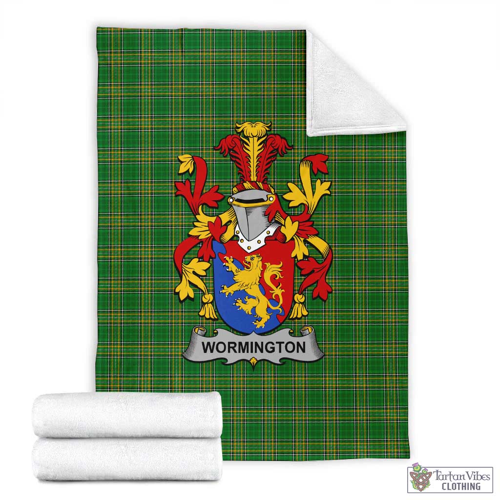 Tartan Vibes Clothing Wormington Irish Clan Tartan Blanket with Coat of Arms