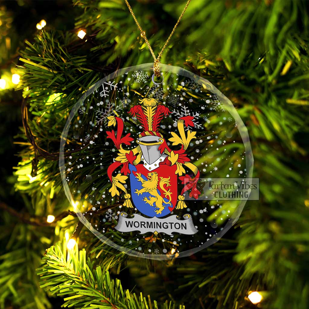 Tartan Vibes Clothing Wormington Irish Clan Christmas Glass Ornament with Coat of Arms