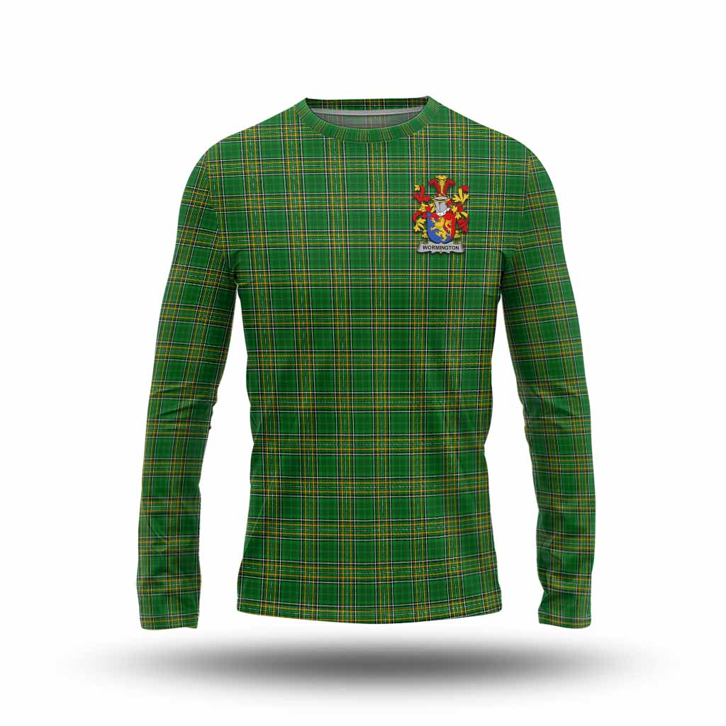 Tartan Vibes Clothing Wormington Irish Clan Tartan Long Sleeve T-Shirt with Coat of Arms