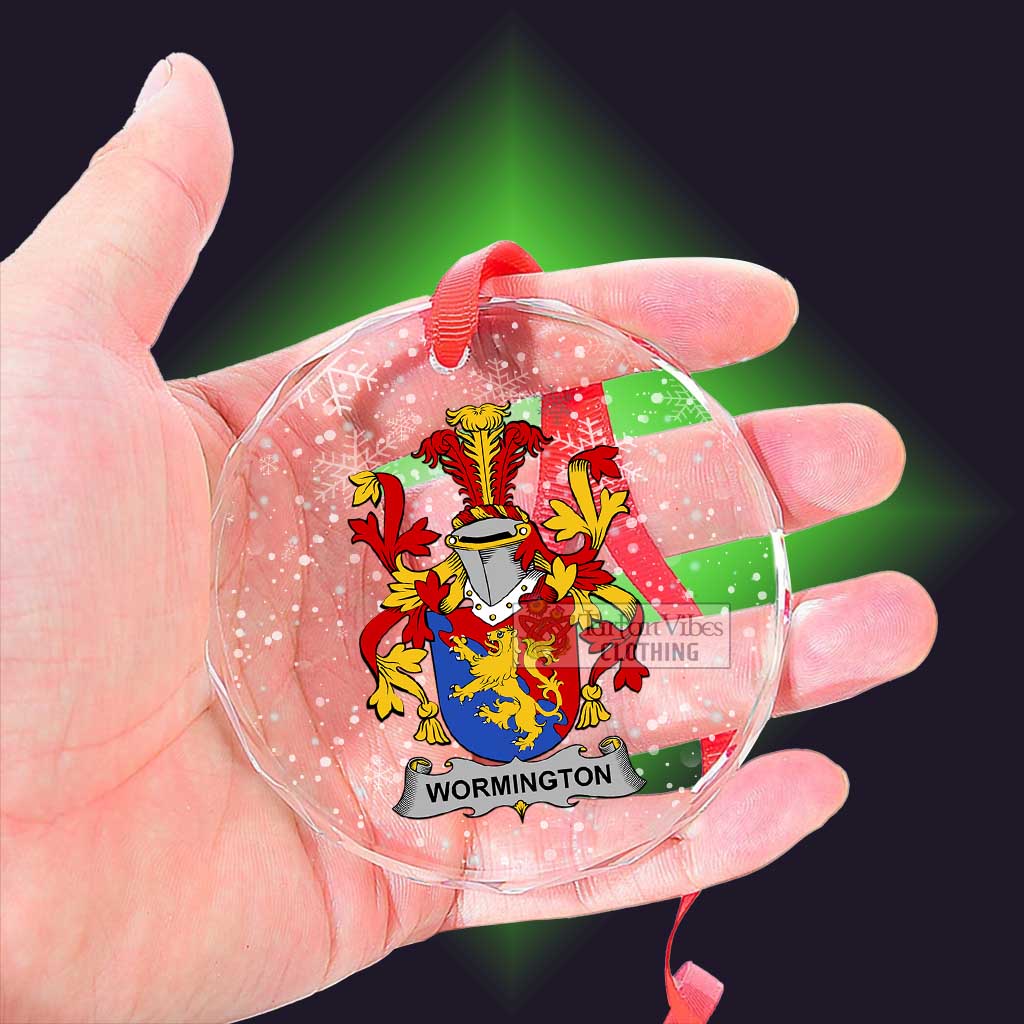 Tartan Vibes Clothing Wormington Irish Clan Christmas Glass Ornament with Coat of Arms