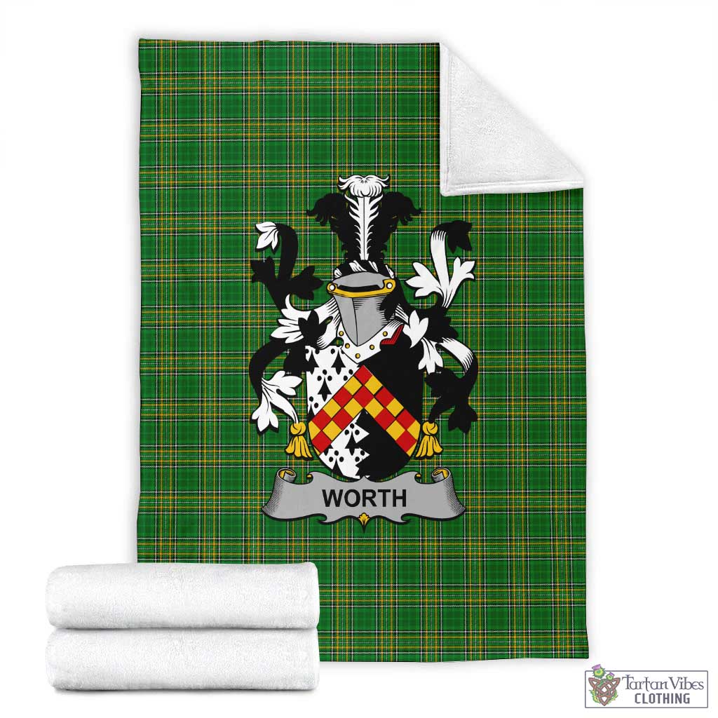 Tartan Vibes Clothing Worth Irish Clan Tartan Blanket with Coat of Arms