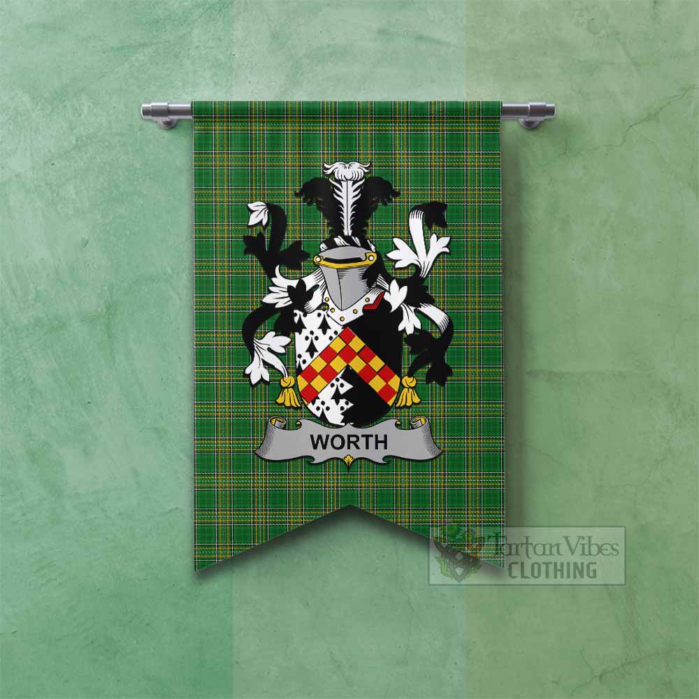 Worth Irish Clan Tartan Gonfalon, Tartan Banner with Coat of Arms Fishtail - Tartan Vibes Clothing