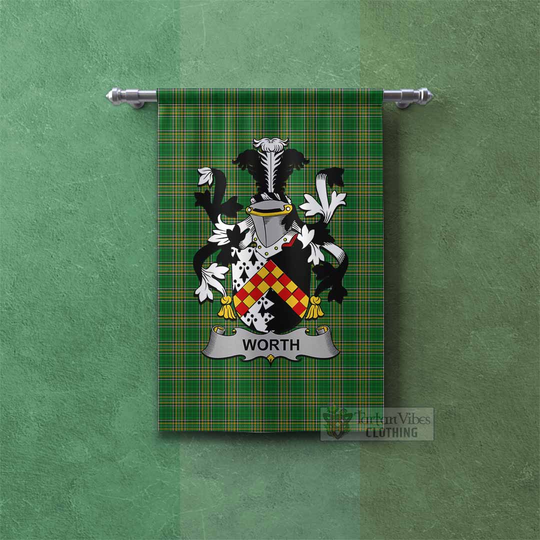 Worth Irish Clan Tartan Gonfalon, Tartan Banner with Coat of Arms Rectangle - Tartan Vibes Clothing