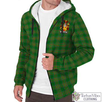 Worthing Irish Clan Tartan Sherpa Hoodie with Coat of Arms