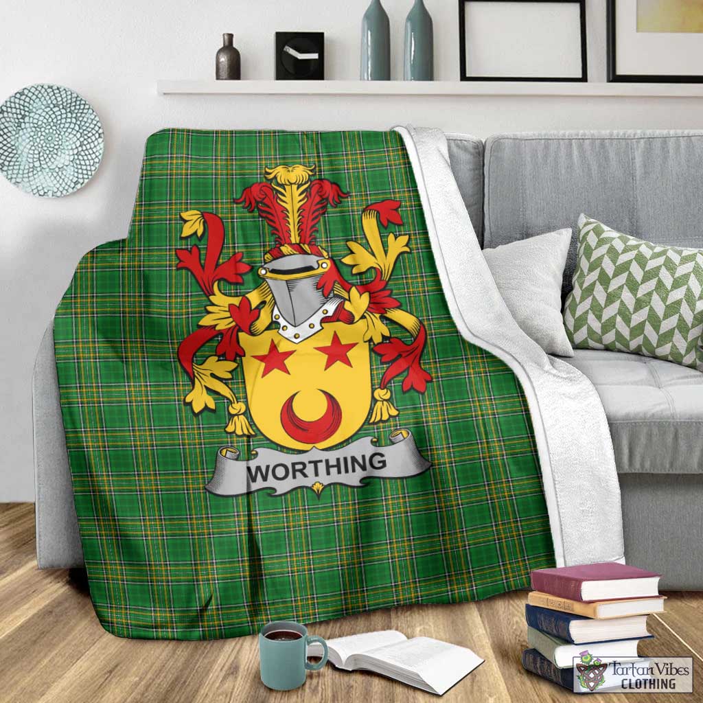 Tartan Vibes Clothing Worthing Irish Clan Tartan Blanket with Coat of Arms