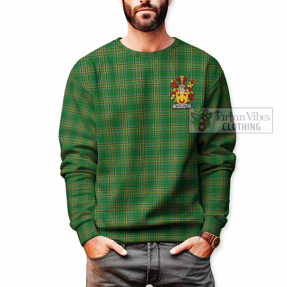 Tartan Vibes Clothing Worthing Irish Clan Tartan Sweatshirt with Coat of Arms