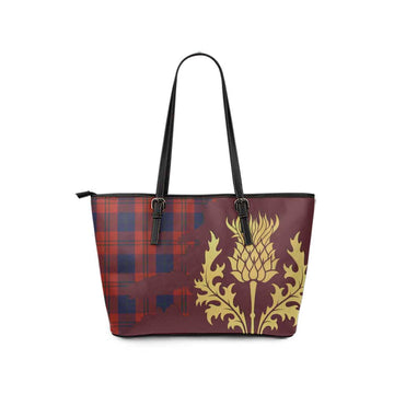 Wotherspoon Tartan Leather Tote Bag Gold Thistle Style - Tartan Vibes Clothing