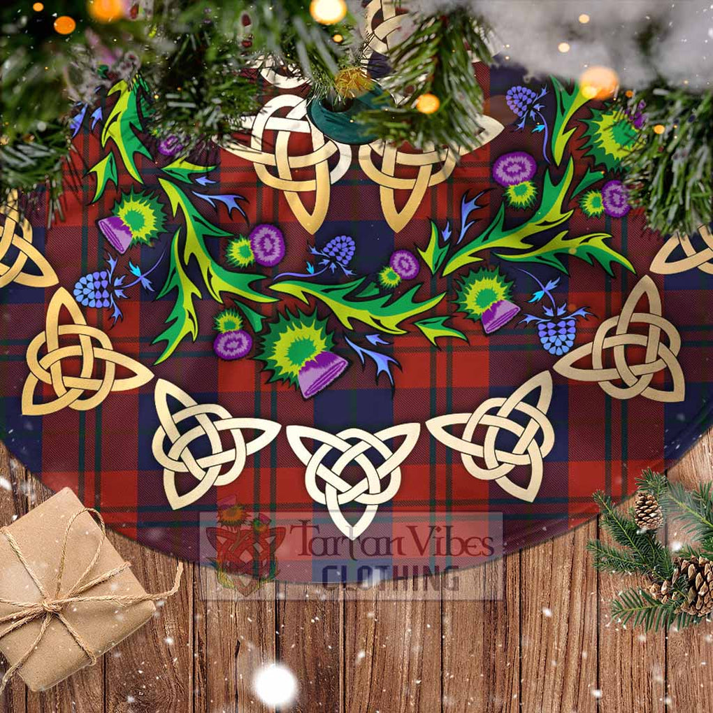 Tartan Vibes Clothing Wotherspoon Tartan Christmas Tree Skirt with Thistle Celtic Knot Style