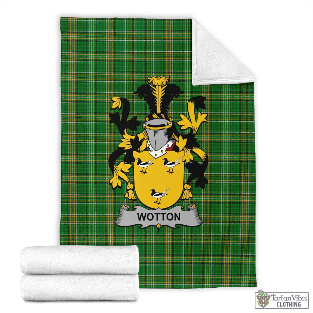 Tartan Vibes Clothing Wotton Irish Clan Tartan Blanket with Coat of Arms