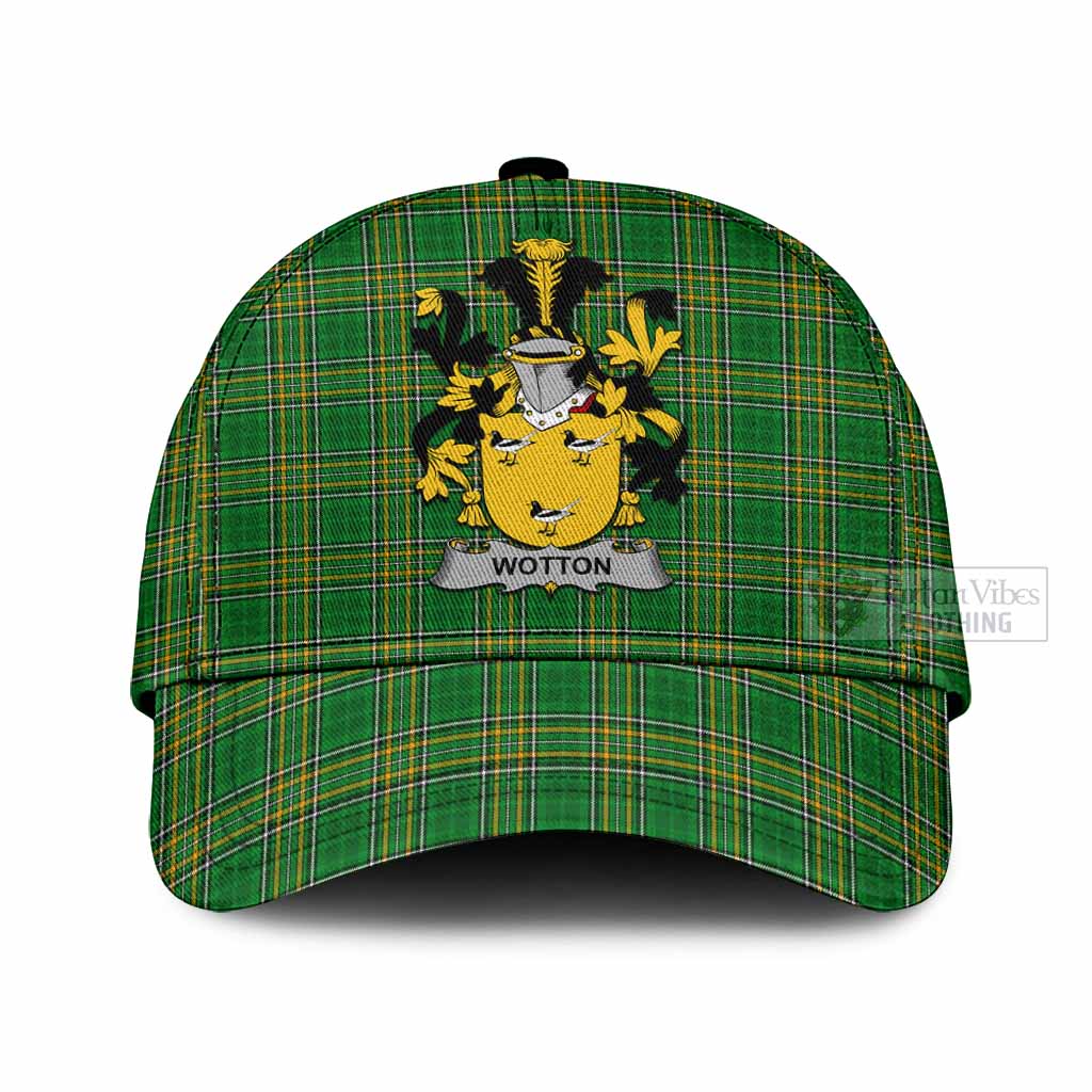 Tartan Vibes Clothing Wotton Irish Clan Tartan Classic Cap with Coat of Arms