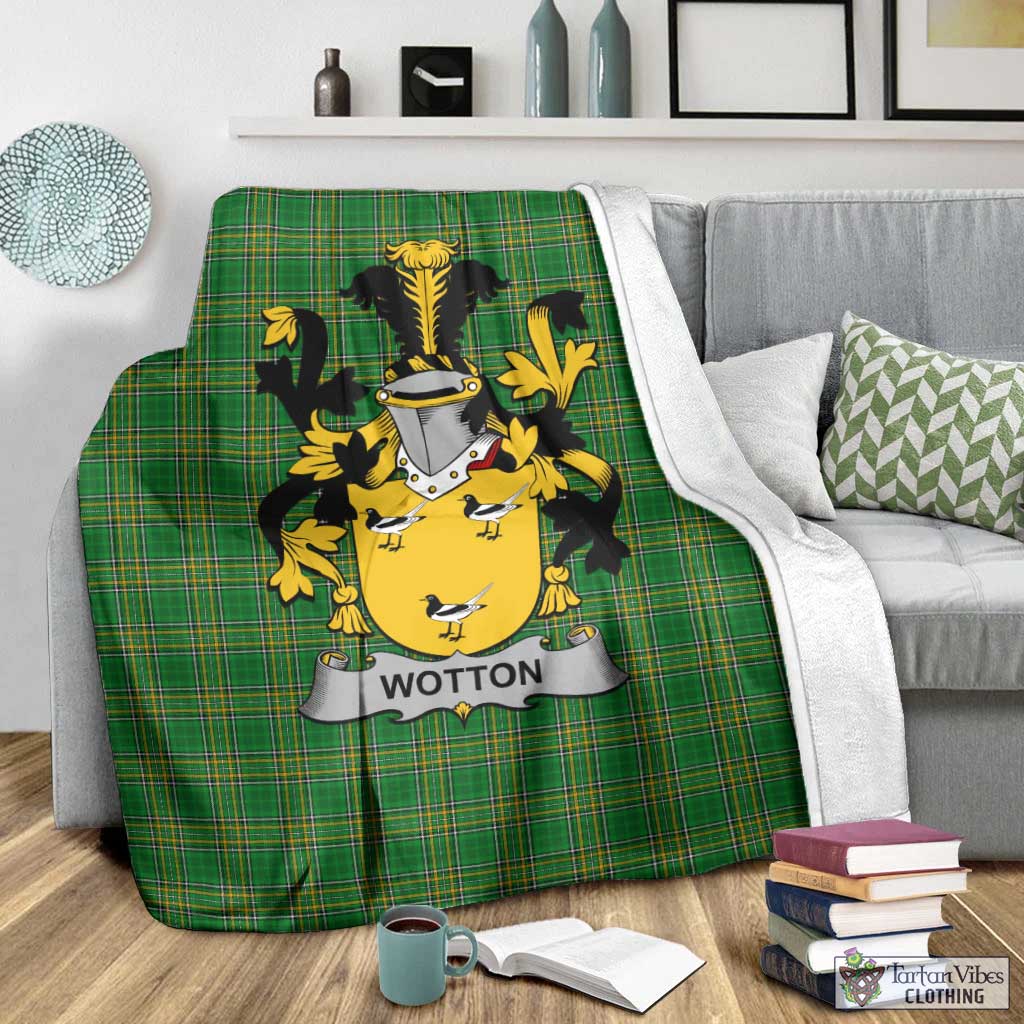 Tartan Vibes Clothing Wotton Irish Clan Tartan Blanket with Coat of Arms