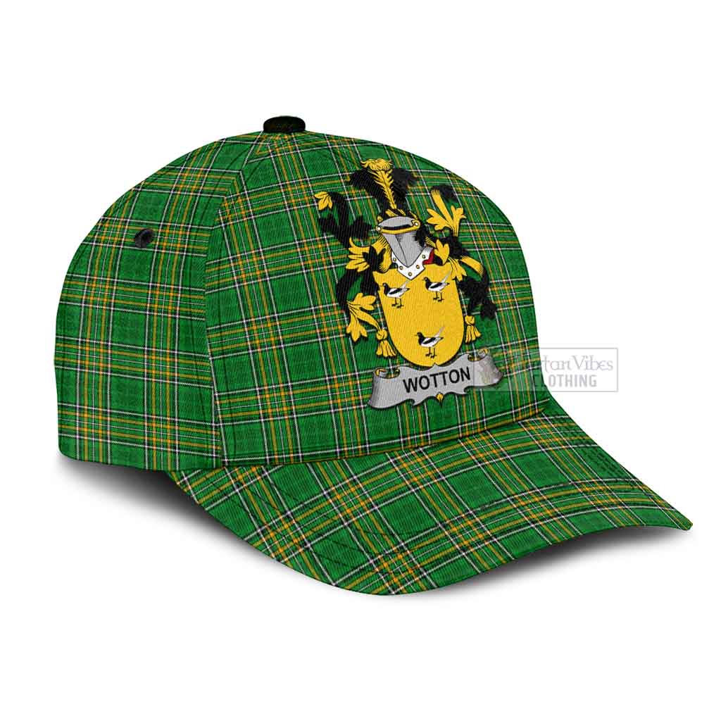 Tartan Vibes Clothing Wotton Irish Clan Tartan Classic Cap with Coat of Arms