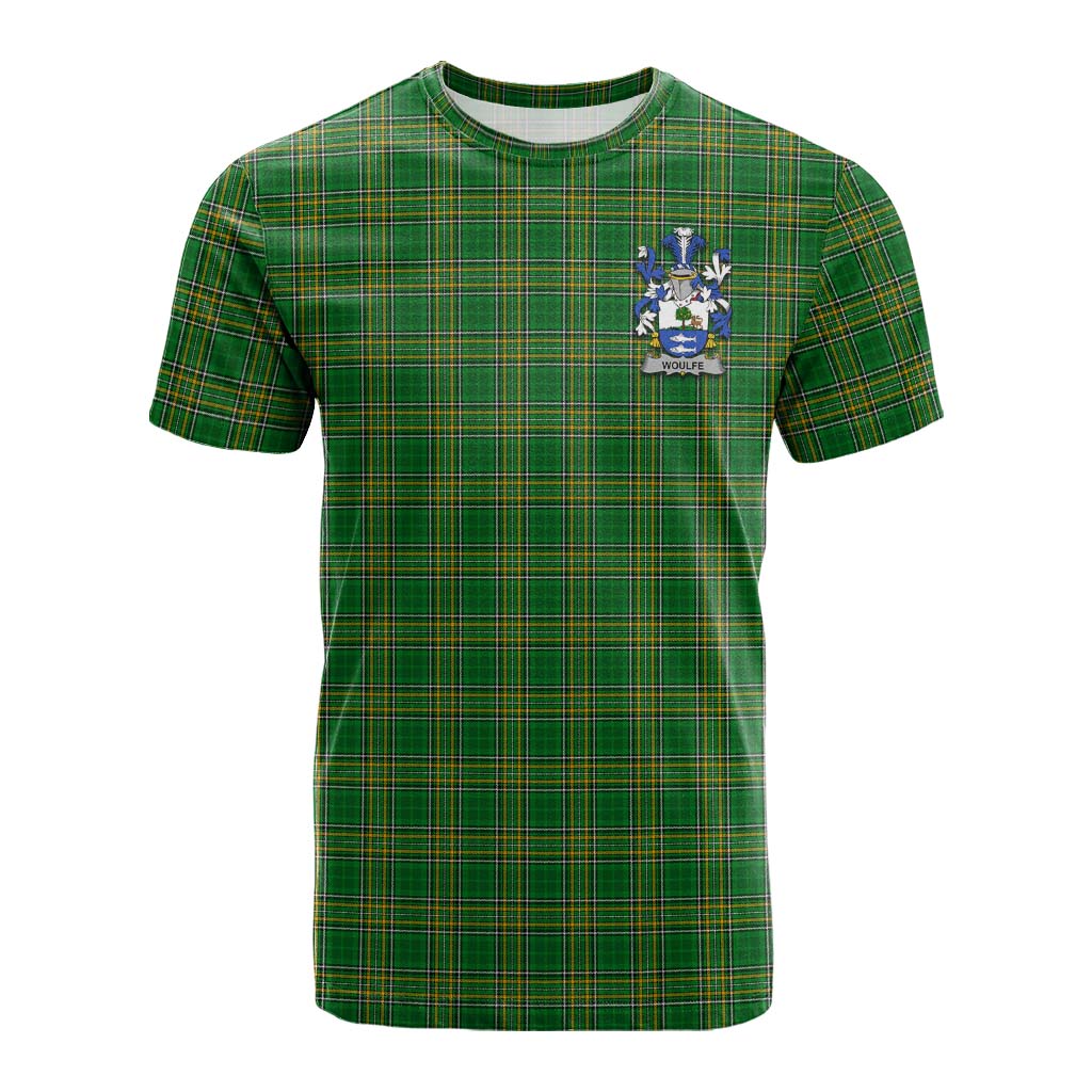 Tartan Vibes Clothing Woulfe Irish Clan Tartan Cotton T-shirt with Coat of Arms