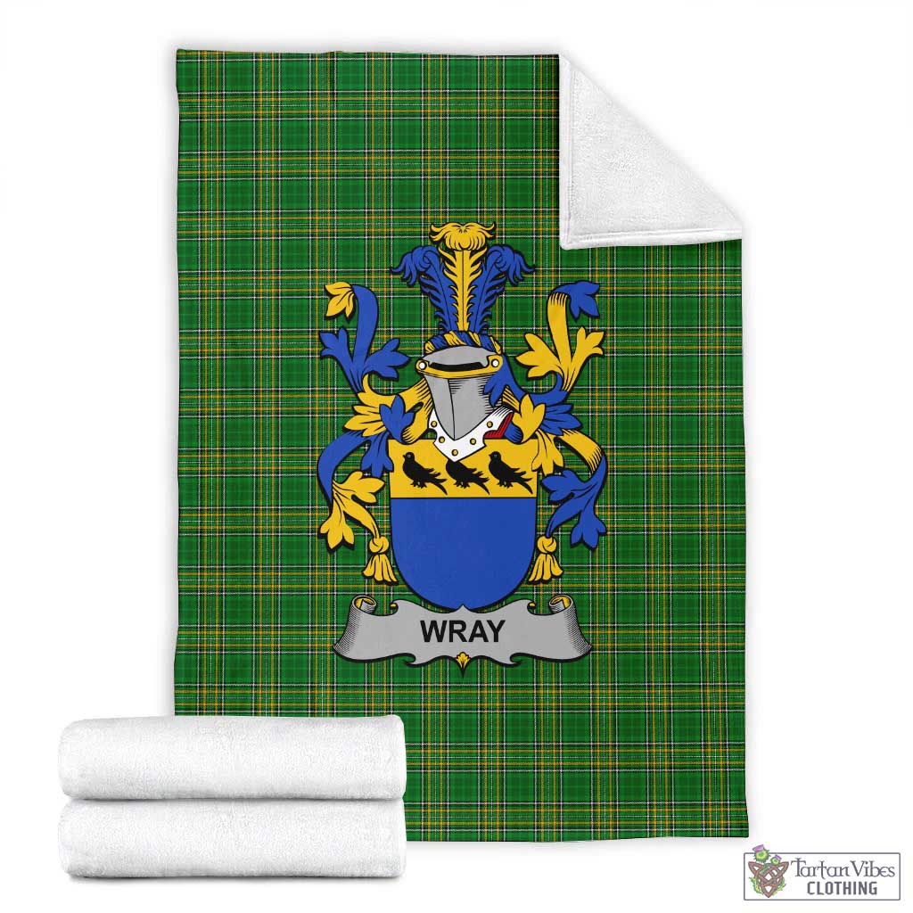 Tartan Vibes Clothing Wray Irish Clan Tartan Blanket with Coat of Arms