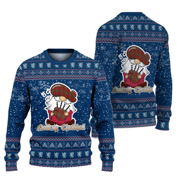 Wren Clan Christmas Family Ugly Sweater with Funny Gnome Playing Bagpipes