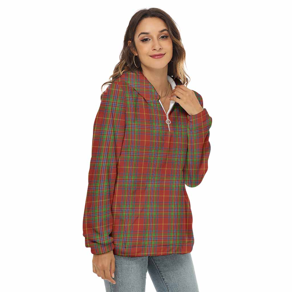 Tartan Vibes Clothing Wren Tartan Women's Borg  Half Zip Fleece Hoodie