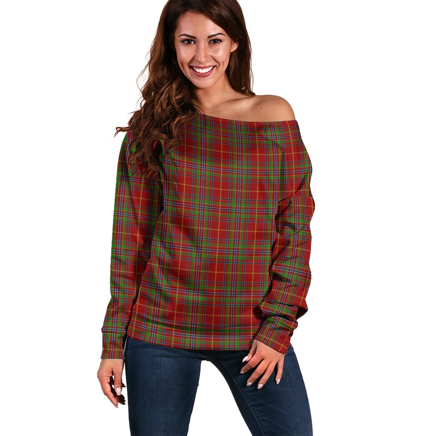 Wren Tartan Off Shoulder Women Sweater Women - Tartanvibesclothing Shop