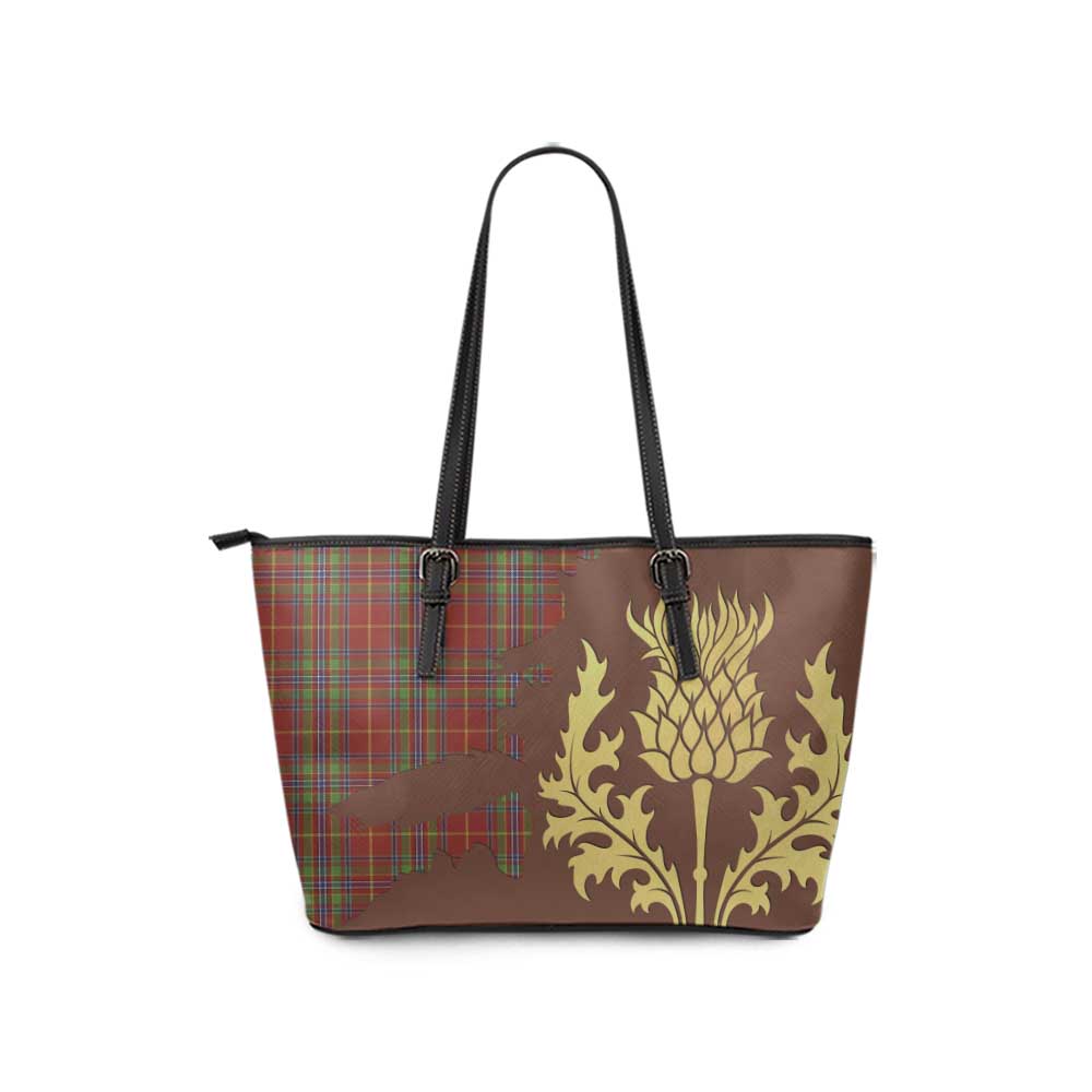 Wren Tartan Leather Tote Bag Gold Thistle Style - Tartan Vibes Clothing
