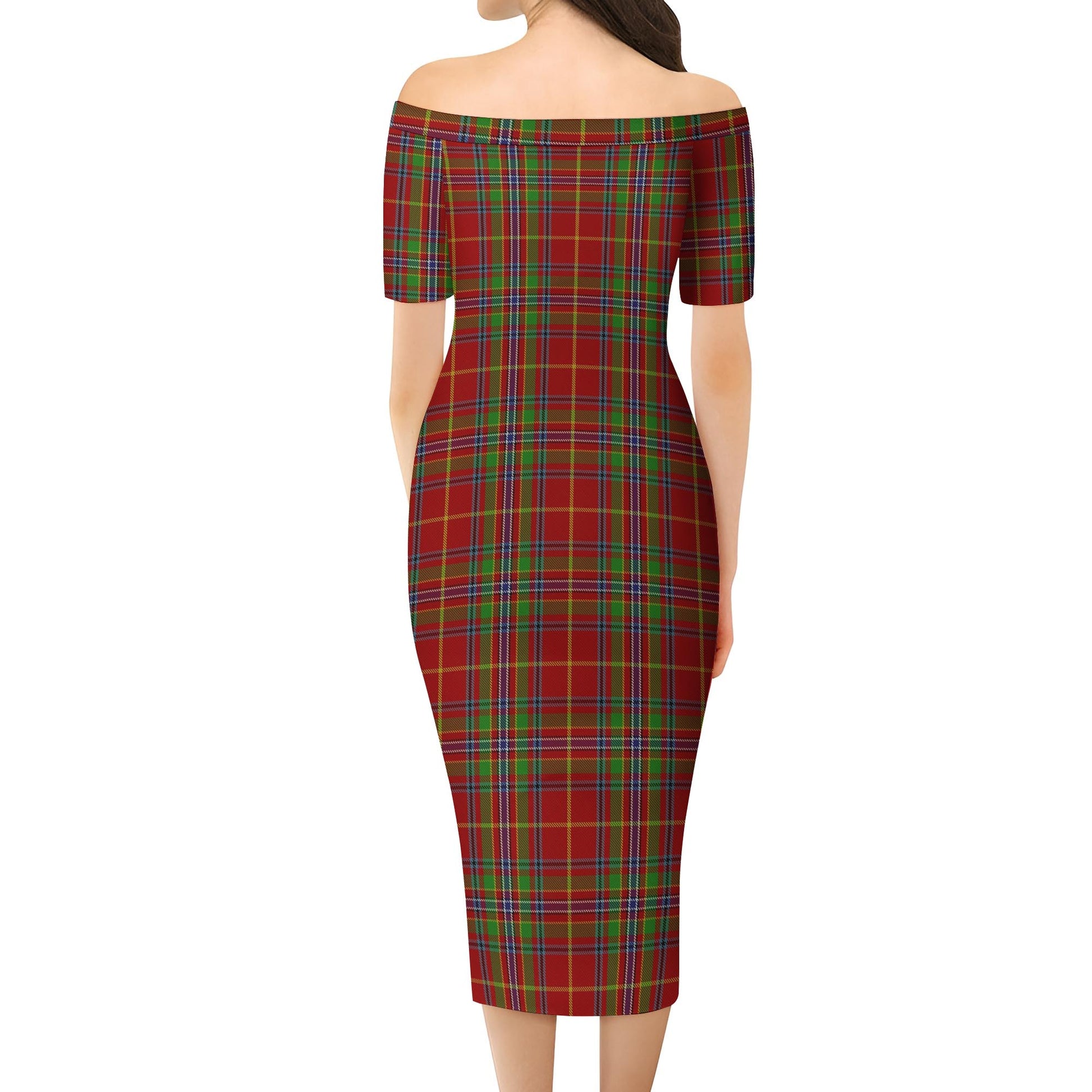 Wren Tartan Off Shoulder Lady Dress - Tartanvibesclothing