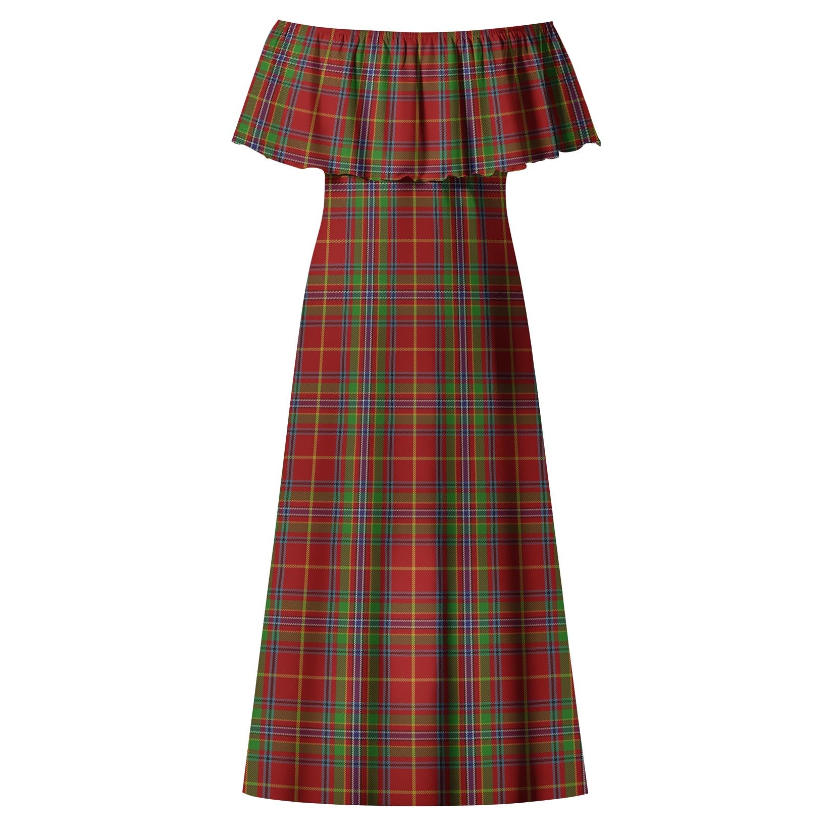 Wren Tartan Off Shoulder Long Dress - Tartanvibesclothing