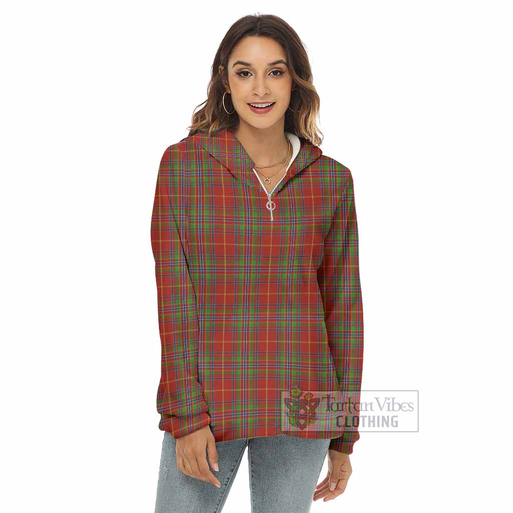 Tartan Vibes Clothing Wren Tartan Women's Borg  Half Zip Fleece Hoodie