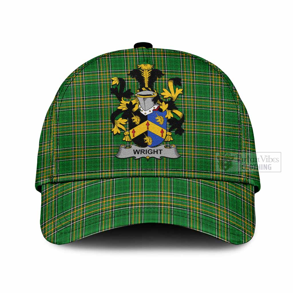 Tartan Vibes Clothing Wright Irish Clan Tartan Classic Cap with Coat of Arms