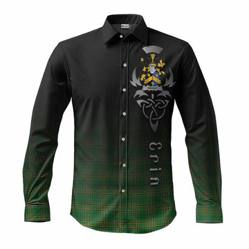 Wright Irish Clan Long Sleeve Button Shirt with Coat of Arms Erin Go Bragh Celtic Inspired Men's Shirt S - Tartan Vibes Clothing
