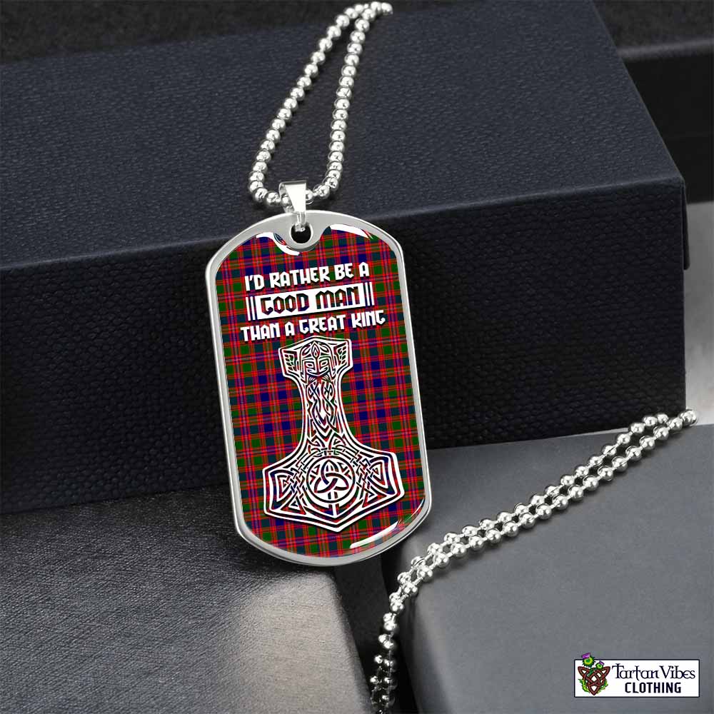 Wright Tartan Dog Tag Necklace Viking Mjolnir Style Silver No - Tartan Vibes Clothing