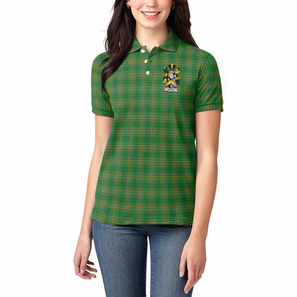 Wright Irish Clan Tartan Women's Polo Shirt with Coat of Arms Women - Tartan Vibes Clothing